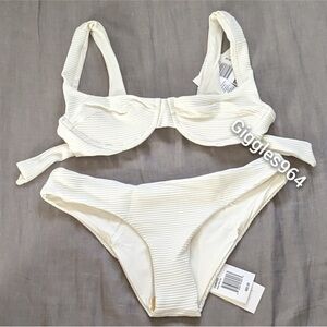 L*Space Nikita Sandy Eco Rib Bikini Set Cream